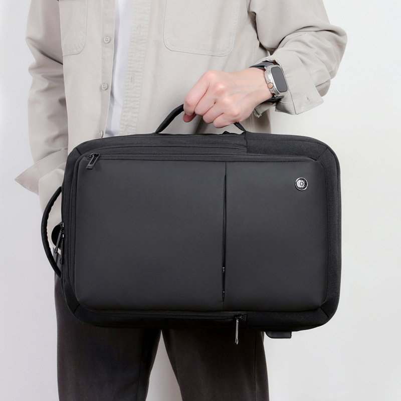 Bolsa de computadora expandible para viajes de negocios, mochila de viaje a prueba de agua, mochila de carga USB para viajes cortos