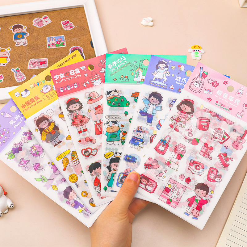 Cartoon girl bag sticker Student INS Girl Heart Handbook Material…