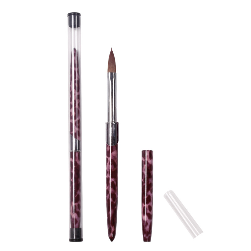 Bolígrafo de cristal con estampado de leopardo de arte de uñas explosivo transfronterizo, portalápices de metal con tapa, bolígrafo tallado de cristal, cepillo especial para salón de uñas