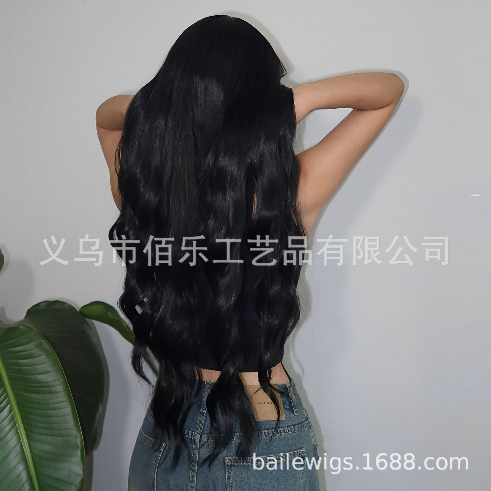 Perucas negras, cabello rizado largo, cabello de fibra química transfronteriza europea y americana, cabello falso, Xu Chang, inventario al por mayor.