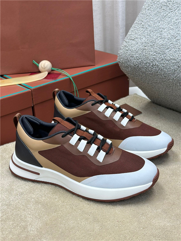 Men's Mesh Cowhide Patchwork Low-Top Lace-Up Casual Sneakers Color-Block Thick-Soled Fashion Lightweight Low-Profile Jogging Shoes
