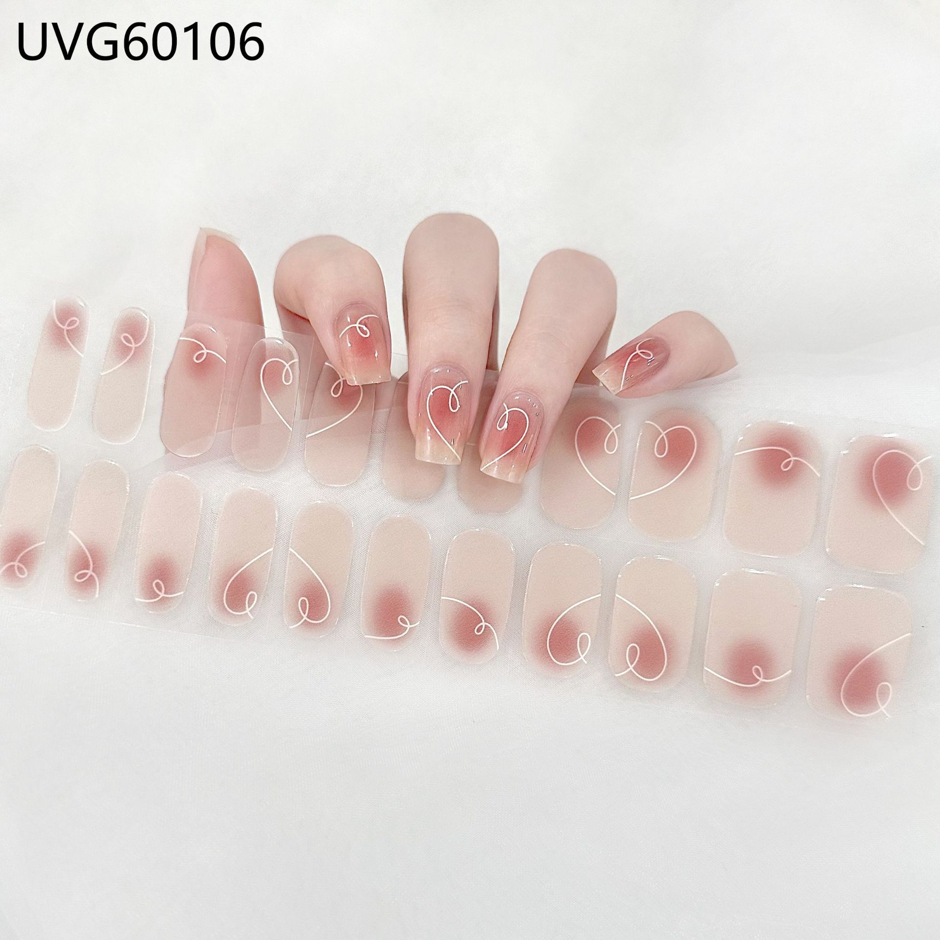 Pegatinas de uñas de gel UV transparentes efecto hielo, semicuradas, con lámina dorada, fototerapia, efecto película de aceite