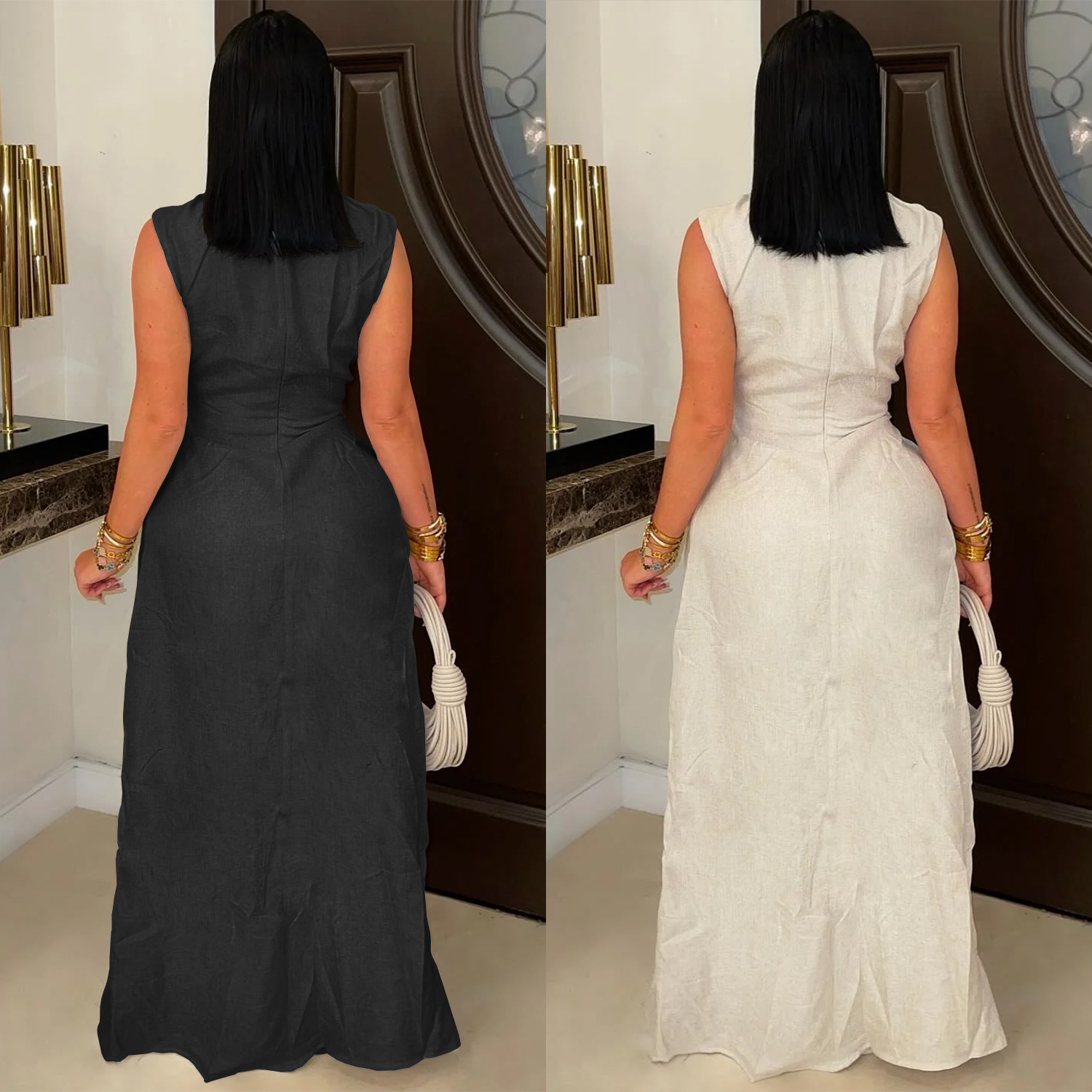 C7538 Aliexpress transfronterizo amazon ropa de moda europea y americana sexy de color sólido correa de pantalones sin mangas