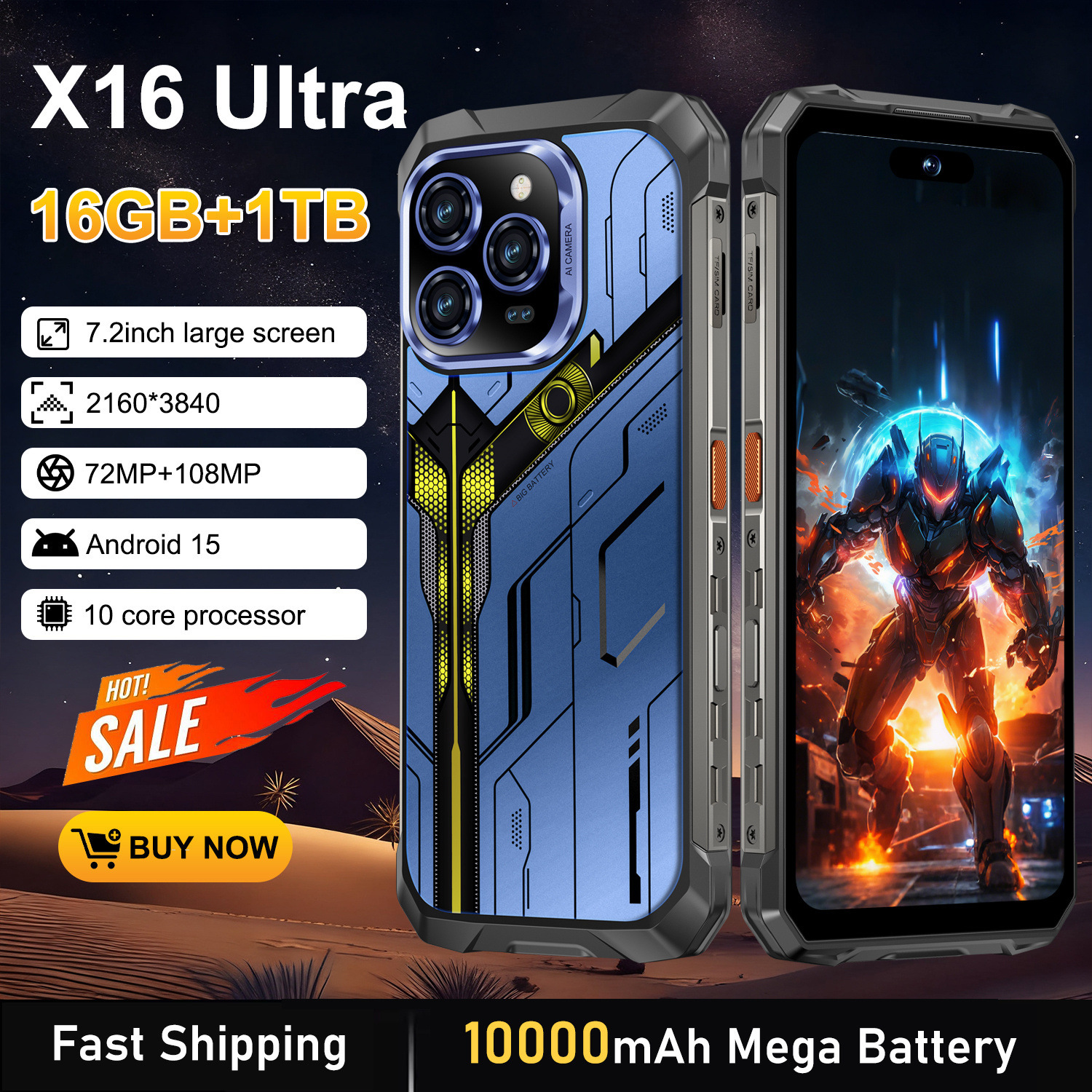 Новый трансграничный смартфон X16 Ultra с поддержкой 5G, 16+1 ТБ памяти, защищенный от внешних воздействий, заводская цена.