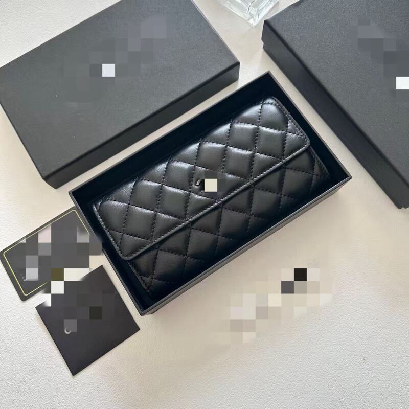 Chanel-Style Quilted Long Wallet for Women, Genuine Leather, Large Capacity Clutch, Fashionable and Versatile, Simple Design, Cross-Border Supply