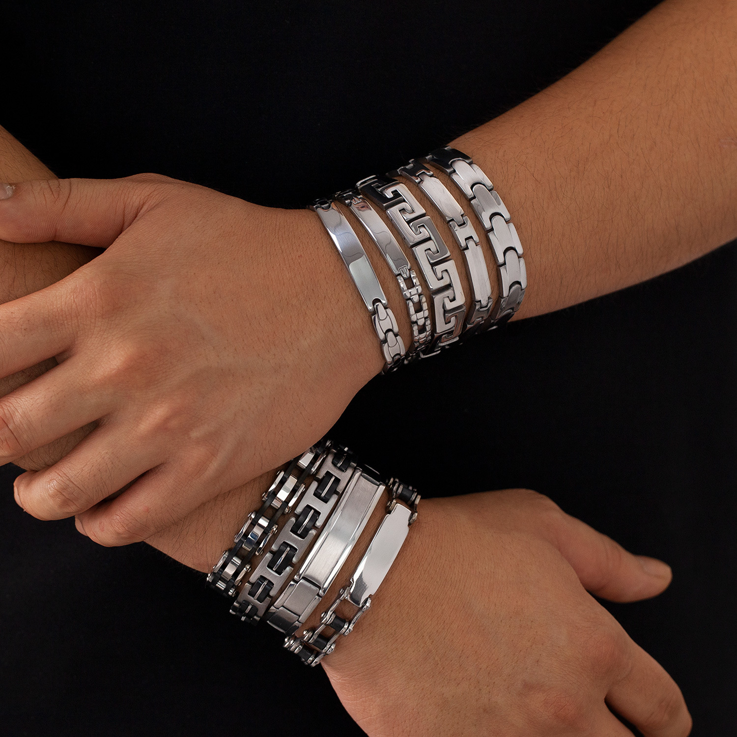 Opk European and American Cross-Border Hot-Selling Stainless Steel Men's Bracelet Fashion Hip-Hop Titanium Steel Trendy Men's Jewelry Classic Hand Jewelry