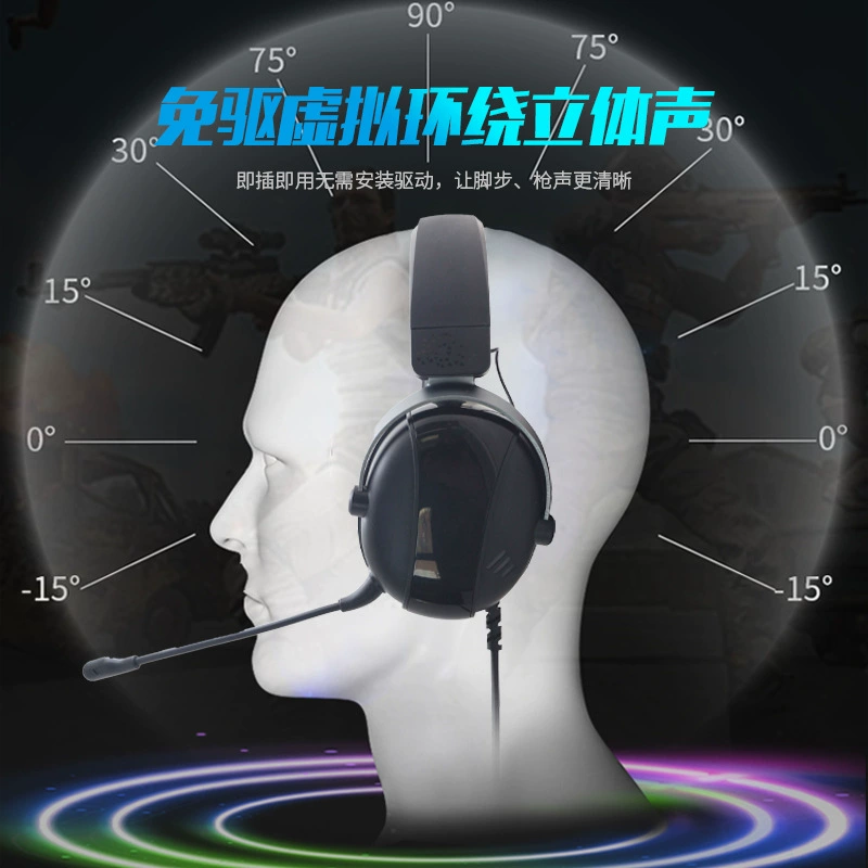 Foreign trade cross-border e-sports headsets wired headsets for computer games chicken earphones manufacturer OEM processing and customization