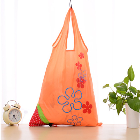 Bolsa de fresa Oxford tela plegable bolsa de compras impreso logo portátil fruta creativa bolsa de lona Portátil Bolsa de protección del medio ambiente
