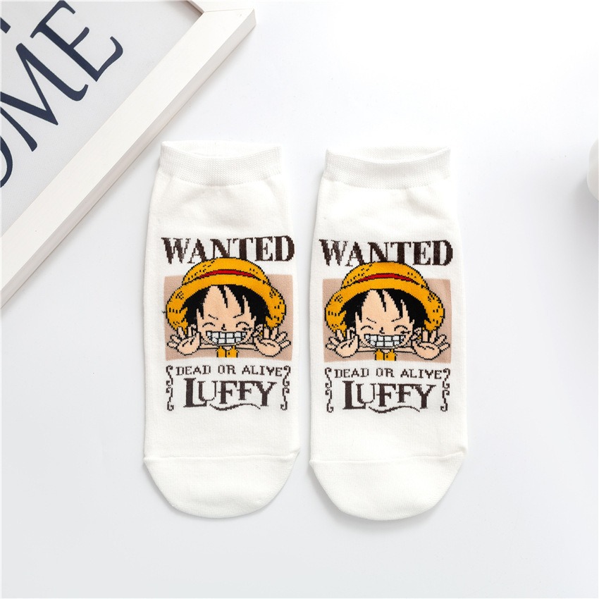 Calcetines para mujeres primavera y verano nuevas series One Piece calcetines lindas calcetines de dibujos animados superficiales, calcetines de algodón bajas