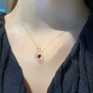 Real gold real diamond wholesale classic best selling perfume bottle style design natural ruby necklace positive color pigeon blood red