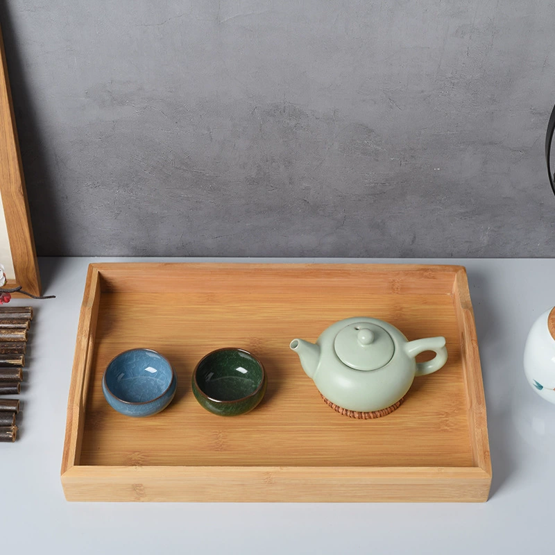 Бамбуковый и деревянный поднос Прямоугольный Портативный Бамбуковый и деревянный поднос для чая Поднос для фруктов Деревянный поднос для пиццы Простой отель бытовой лоток