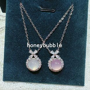 Pendant white jade with zircon with bow, fashionable chain for key bag , 2026 years