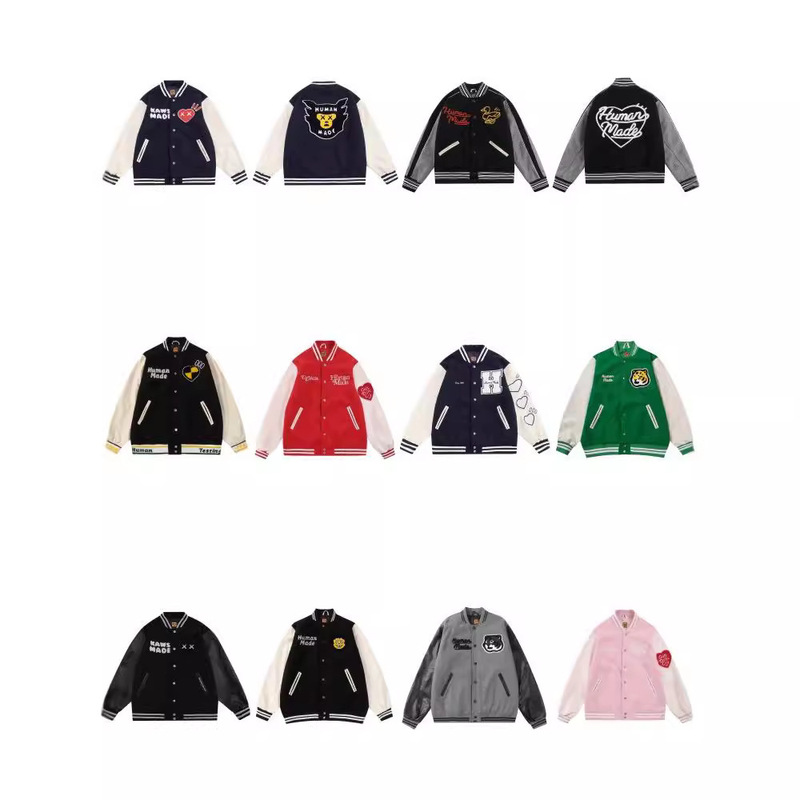 Japanese Style Trendy Brand Retro Human Love Baseball Suit Men's and Women's Autumn and Winter Duck Tiger Embroidered Jacket Coat Trendy Japanese Style Trendy Brand Retro Human Love Baseball Suit Men's and Women's Autumn and Winter Duck Tiger Embroidered Jacket Coat Trendy