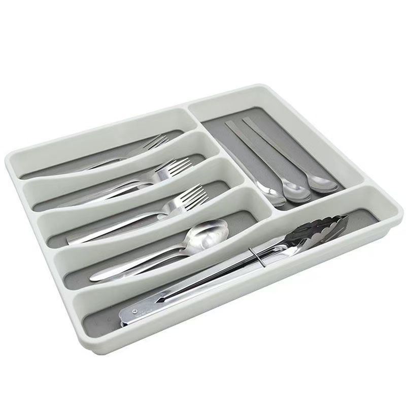 Caja de almacenamiento integrada para cuchillos y tenedores de cajón para cubiertos, caja de bandeja de seis compartimentos, cuchillos y tenedores, palillos y cuchara