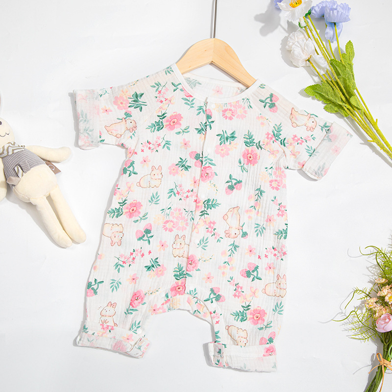 Ropa de aire acondicionado de una pieza para bebé de verano, una gasa antibacteriana de algodón puro, ropa para recién nacidos, mameluco para bebé