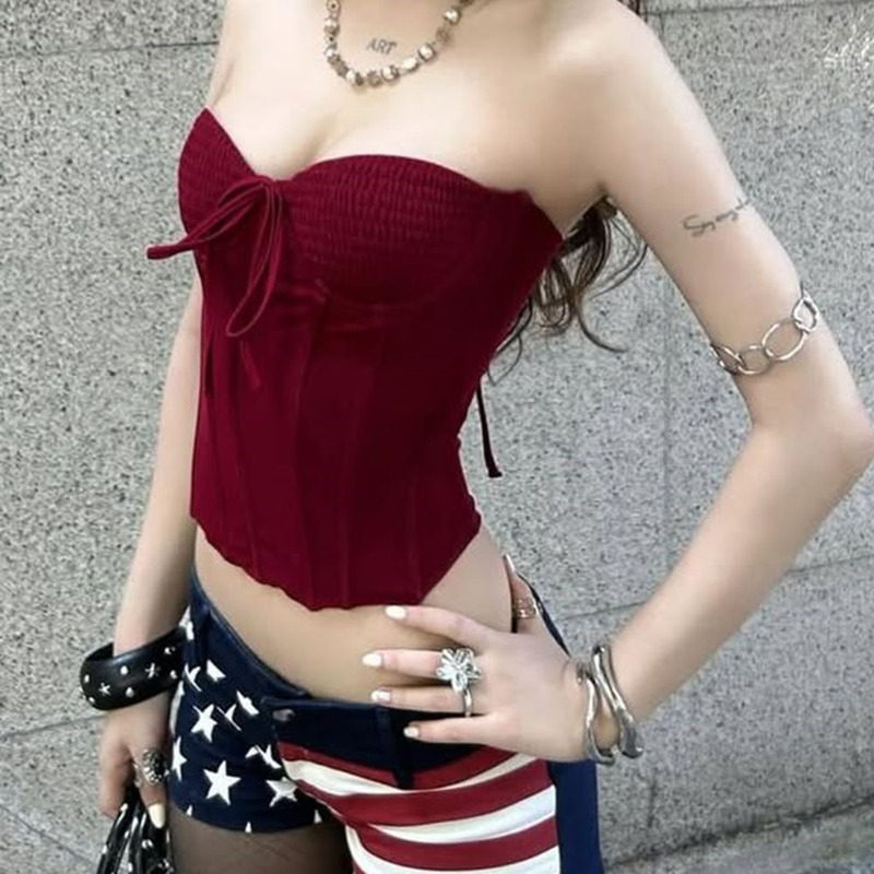 European and American Style Cross-Border Pure Desire Fishbone Underwire Sexy and Elegant Bustier Tank Top for Women, Ruched Slim-Fit Versatile Top European and American Style Cross-Border Pure Desire Fishbone Underwire Sexy and Elegant Bustier Tank Top for Women, Ruched Slim-Fit Versatile Top