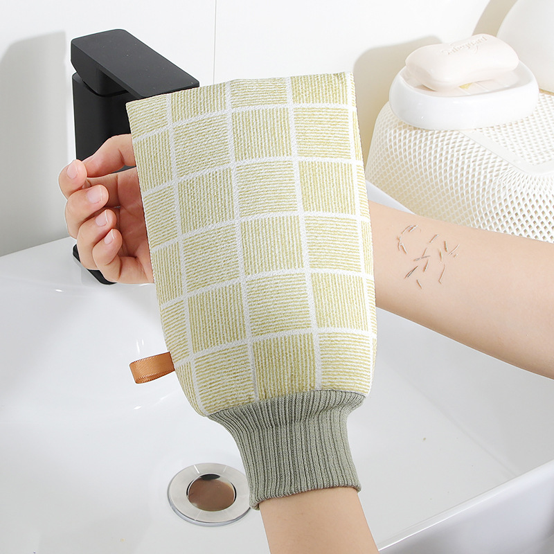 Hogar fuerte de doble cara engrosada indoloro gris hombres y mujeres fregar Toalla de baño espalda frotar guantes de toalla de baño artefacto