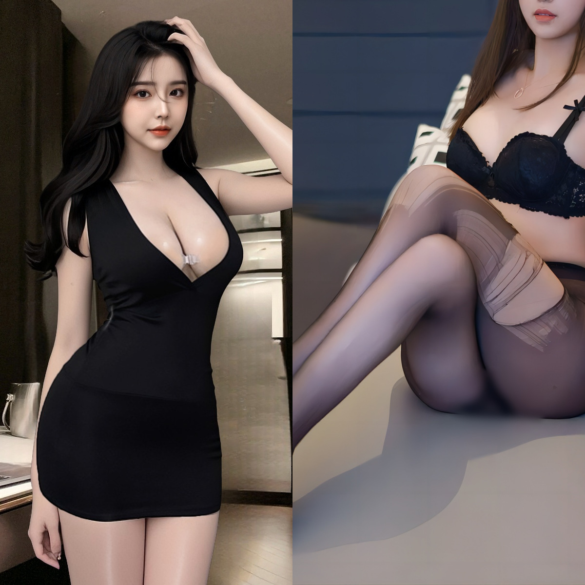 블랙 + 손으로 찢은 양말