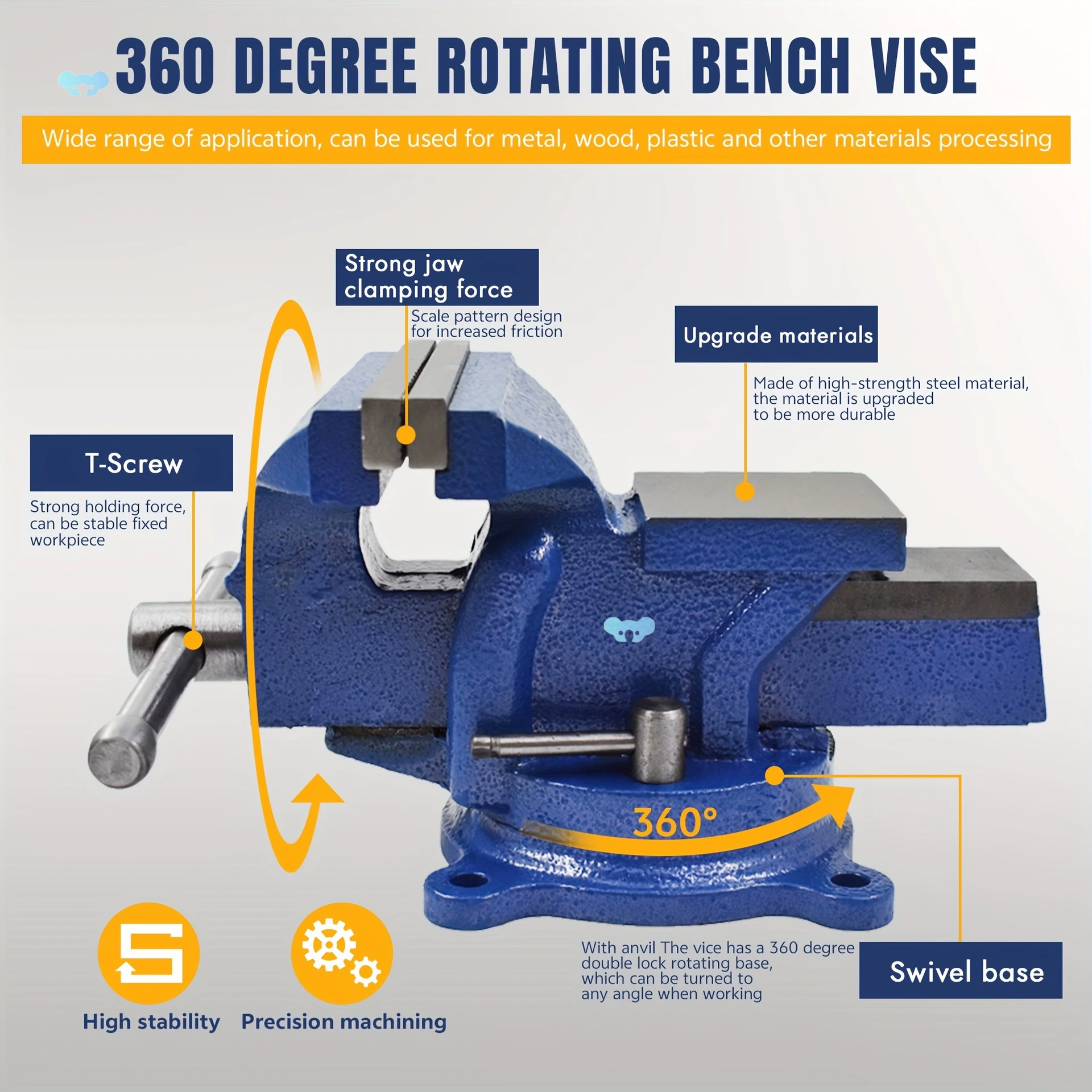4-дюймовые 5-дюймовые сверхмощные настольные тиски с поворотом на 360 градусов