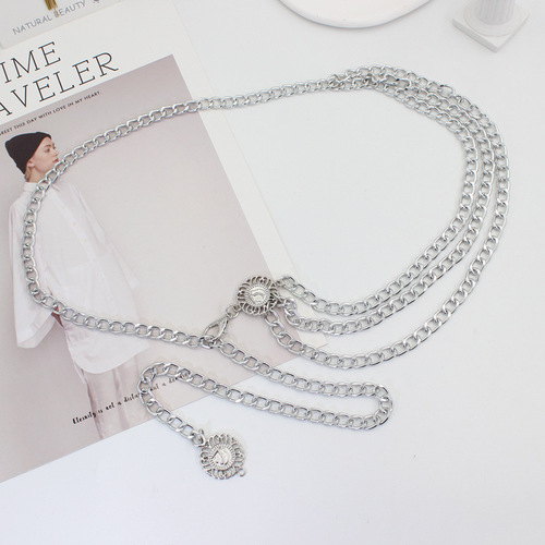 Metal waist chain women's dress ins style internet celebrity decorative chain adjustable waist thin belt dropshipping