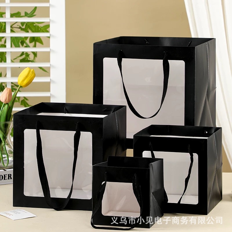 Bolsas de regalo de acompañamiento engrosadas bolsas de papel Kraft Bolsas de papel de cartera bolsas de papel al por mayor bolsas de flores bolsas de regalo cuadradas