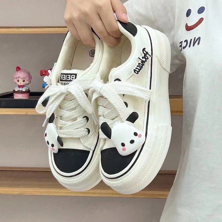 2024 Nuove scarpe bianche crema primaverili e autunnali per donne e cani, scarpe di tela colorate traspiranti versatili, scarpe casual alla moda per biscotti_voghion.com