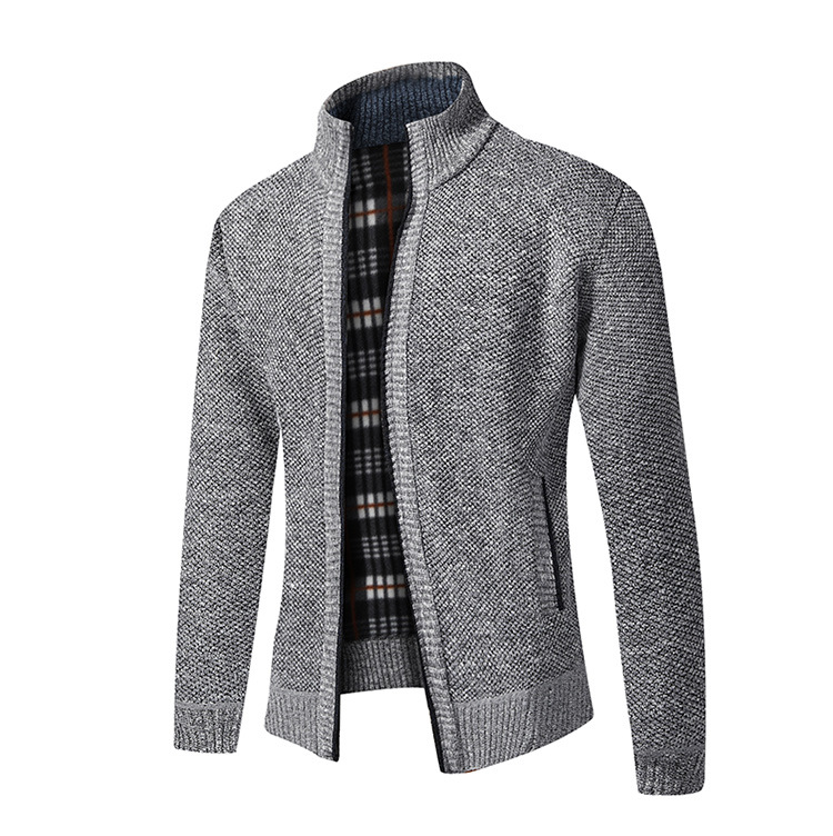 Herren Strickjacke Für Herbst Winter Gefüttert Mit Stehkragen_voghion.com