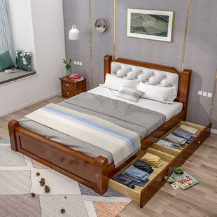 European-style solid wood bed 1.8 meters economical adult master bedroom double bed 1.5 1.2 meters single bed 1 meter supply