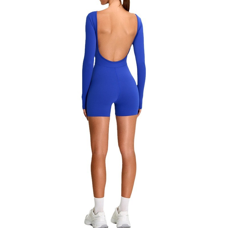 Traje de yoga de una pieza de manga larga de nuevo estilo transfronterizo, vestido de una pieza ajustado deportivo de belleza sexy femenina