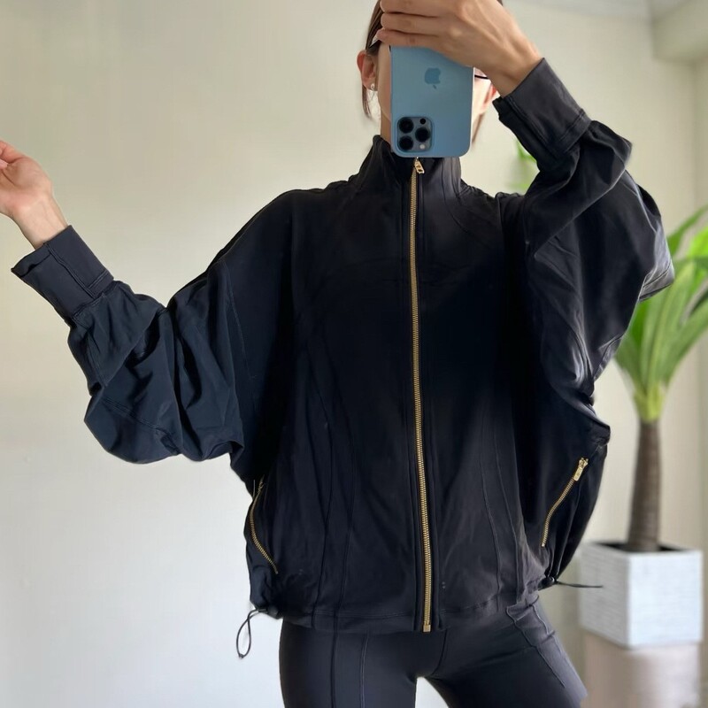 Define Loose-Fitting Jacket with Stand-Up Collar, Yoga Wear for Women, Nylon Double-Sided Brushed Jacket, Women's Zip-Up Sports Top