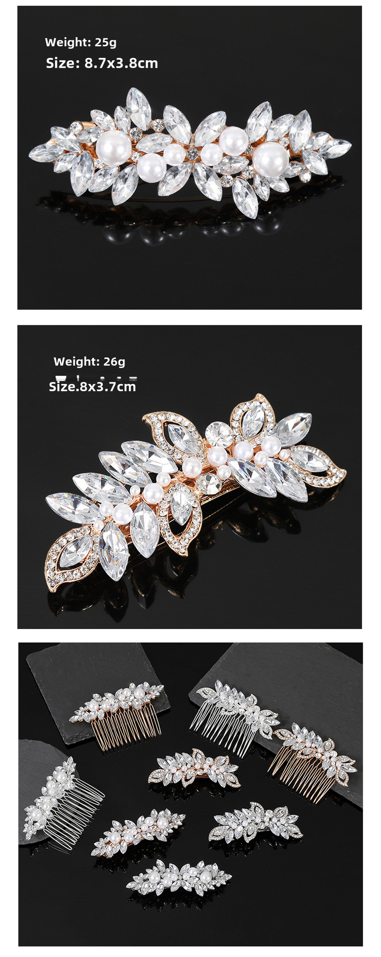 Pente de cabelo com pérolas e strass para noiva ouro_voghion.com