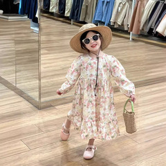 2024女童春秋洋氣公主裙韓版兒童甜美碎花裙田園風寶寶公主連衣裙
