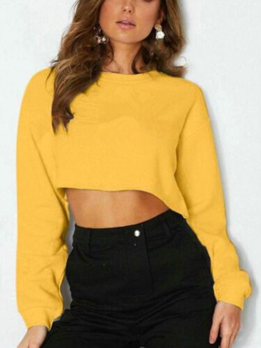 New Cross-Border Women's Autumn/Winter  Amazon Padded and Thick Loose Short-Sleeve Solid Color Crew Neck Sweatshirt