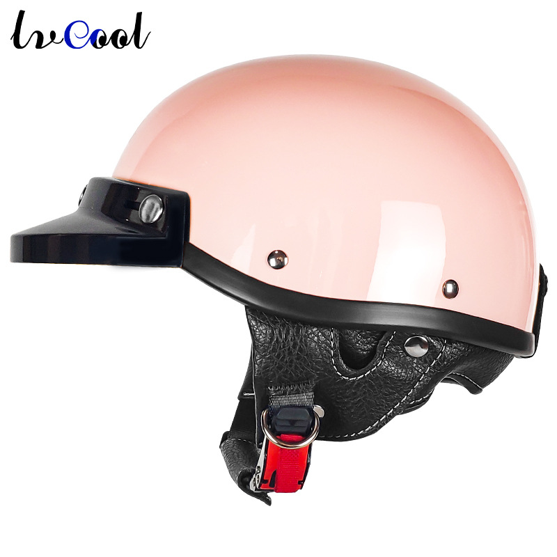 Casco de motocicleta Casco retro medio casco de estilo japonés certificado 3c para hombres y mujeres, coche eléctrico de verano y otoño, casco de pala, hebilla rápida