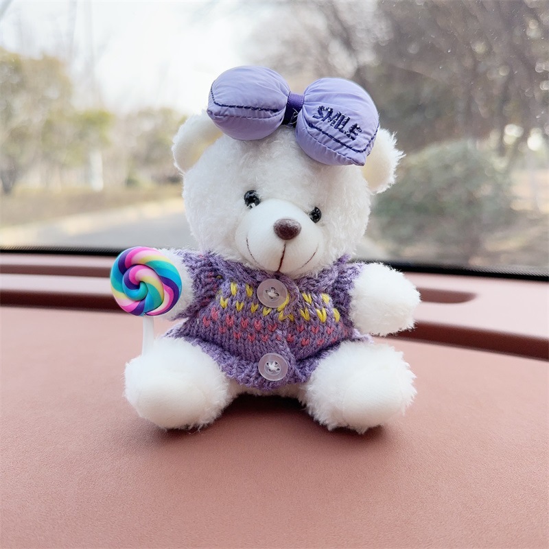 Creativo lindo cartón de dibujos animados peluche oso montado en la consola central decoraciones de automóviles accesorios de automóviles accesorios de automóviles para hombres y mujeres