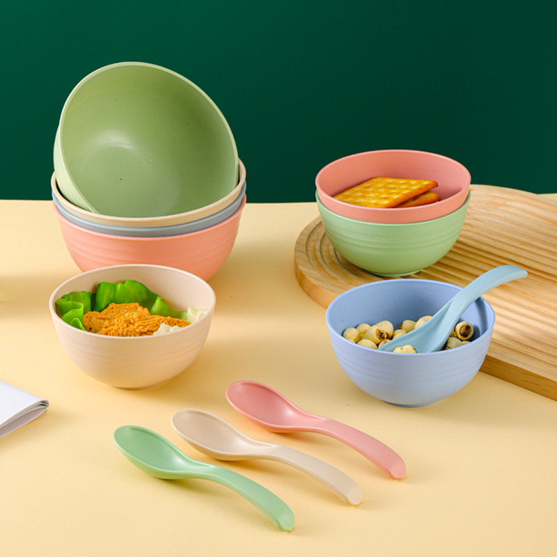 Wheat Straw Bowl Dormitory Home Rice Bowl Anti-fall Creative Nordic Children's Tableware Rice Soup Bowl Salad Bowl Wholesale Wheat Straw Bowl Dormitory Home Rice Bowl Anti-fall Creative Nordic Children's Tableware Rice Soup Bowl Salad Bowl Wholesale