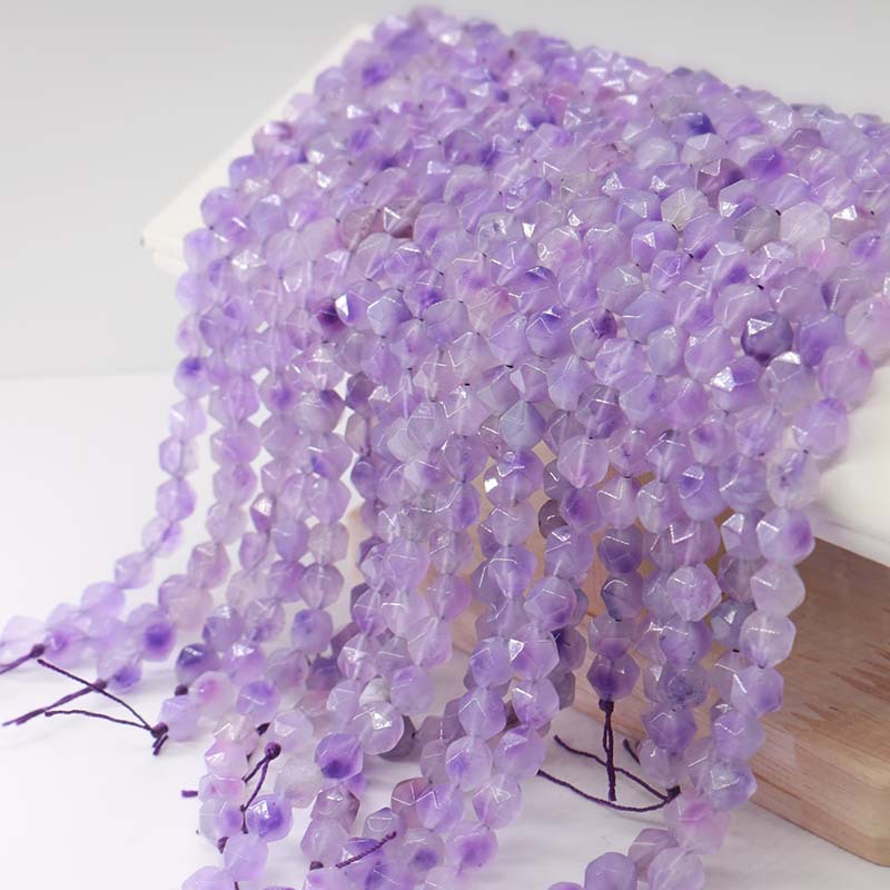 A String Diameter 8mm Natural Stone Chalcedony Irregular Geometric Faceted Jewelry Accessories Beads display picture 8