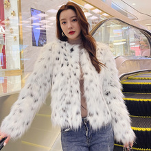 韓國小雪豹2022年冬季新款仿豹紋狐狸毛皮草外套女斑點毛毛絨大衣