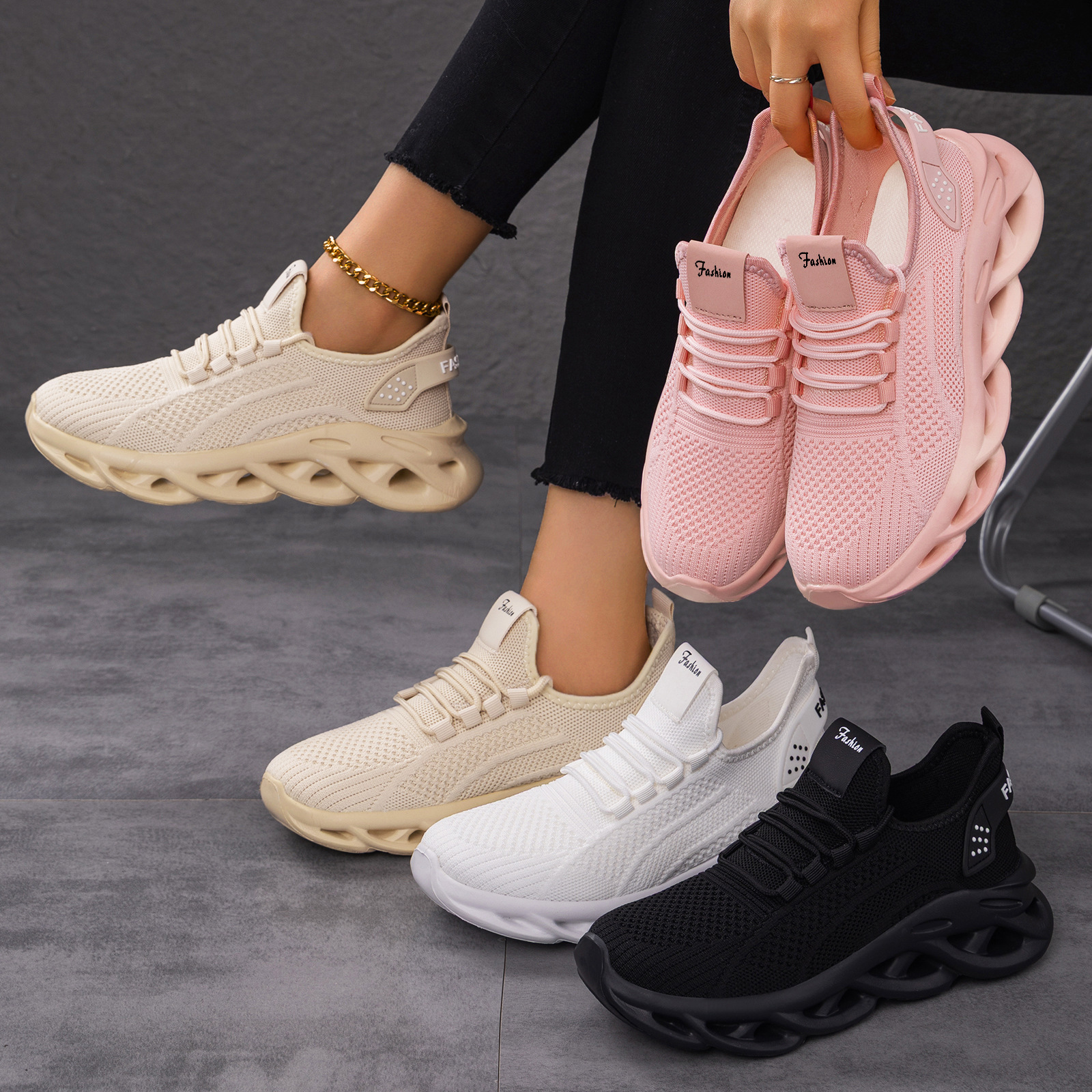Zapatos casuales de moda de mujer de tamaño grande transfronterizo cuchilla de torsión suela zapatos deportivos de red zapatos de altura gruesa zapatos de papá