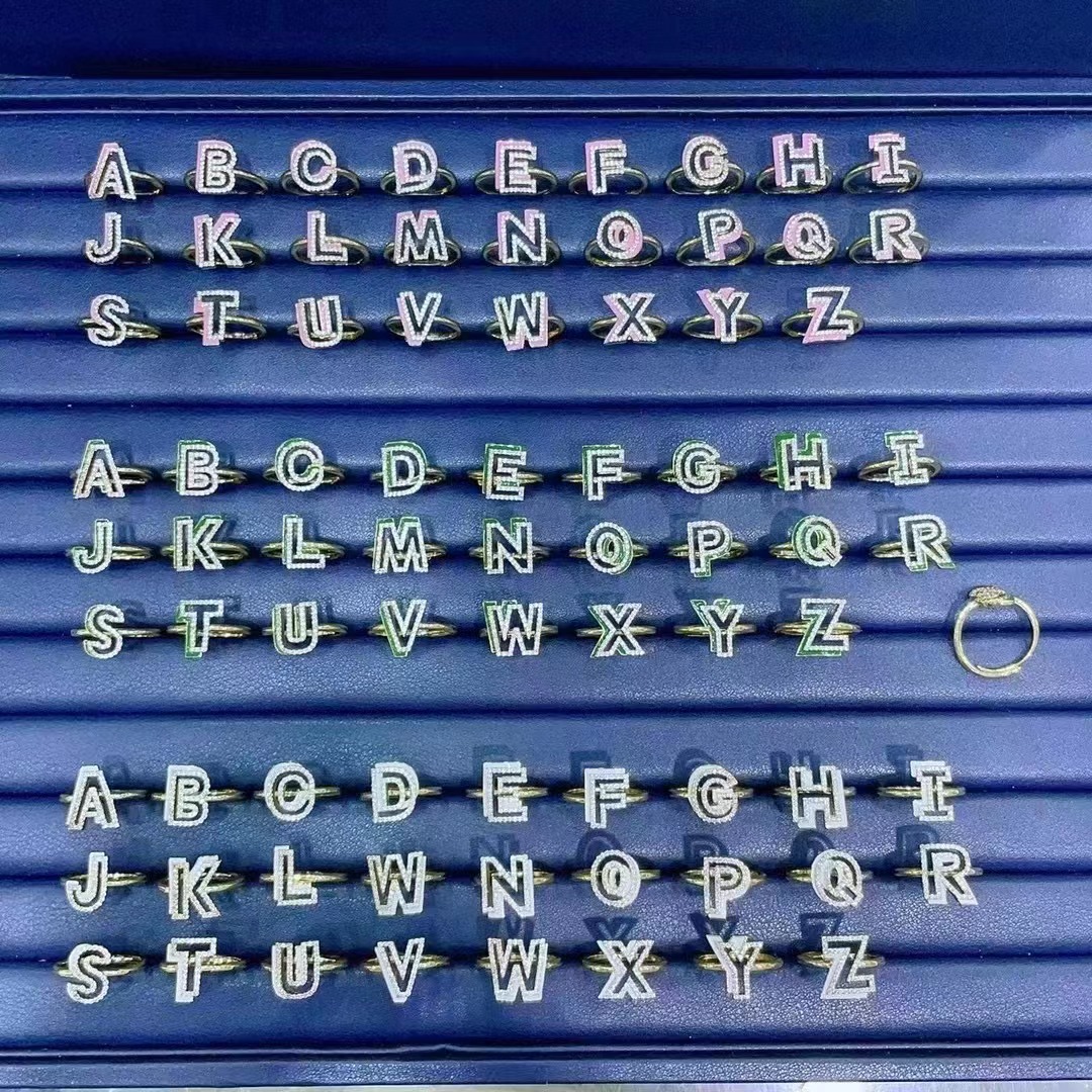 Rings Classification 1 Piece Quantity Daily Occasion Copper Material Sweet Letter Metal Enamel Plating Inlay Artificial Gemstones Women's Rings