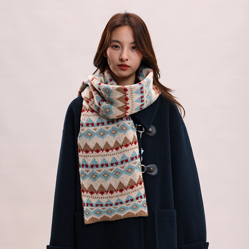 Jacquard Herbst Winter, koreanische Version und Hut, zweiteiliges Set, Schal für Frauen, vielseitig, Studentin, Paar, warmer Schal_voghion.com