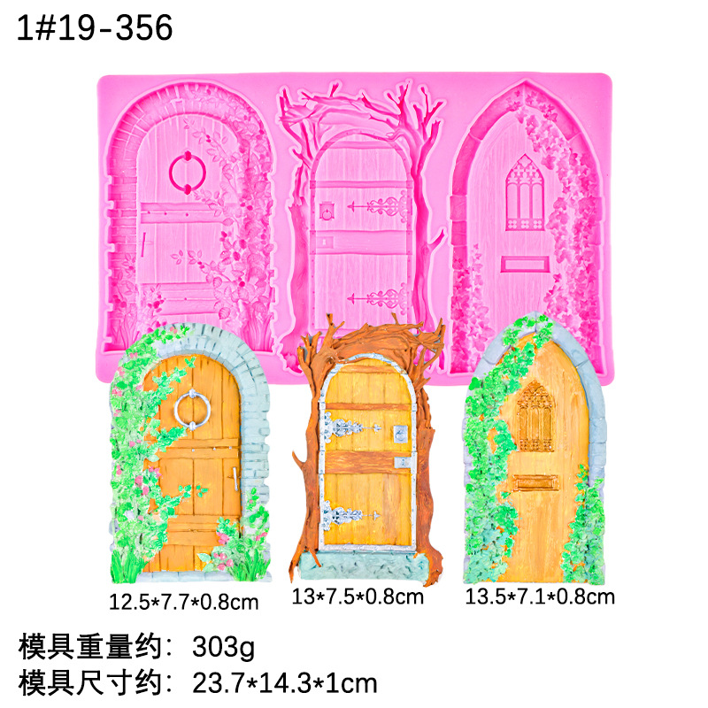 Retro exquisito molde de chocolate decorativo de puerta de flores molde de silicona decorativo de pastel de decoración de chocolate de fondant