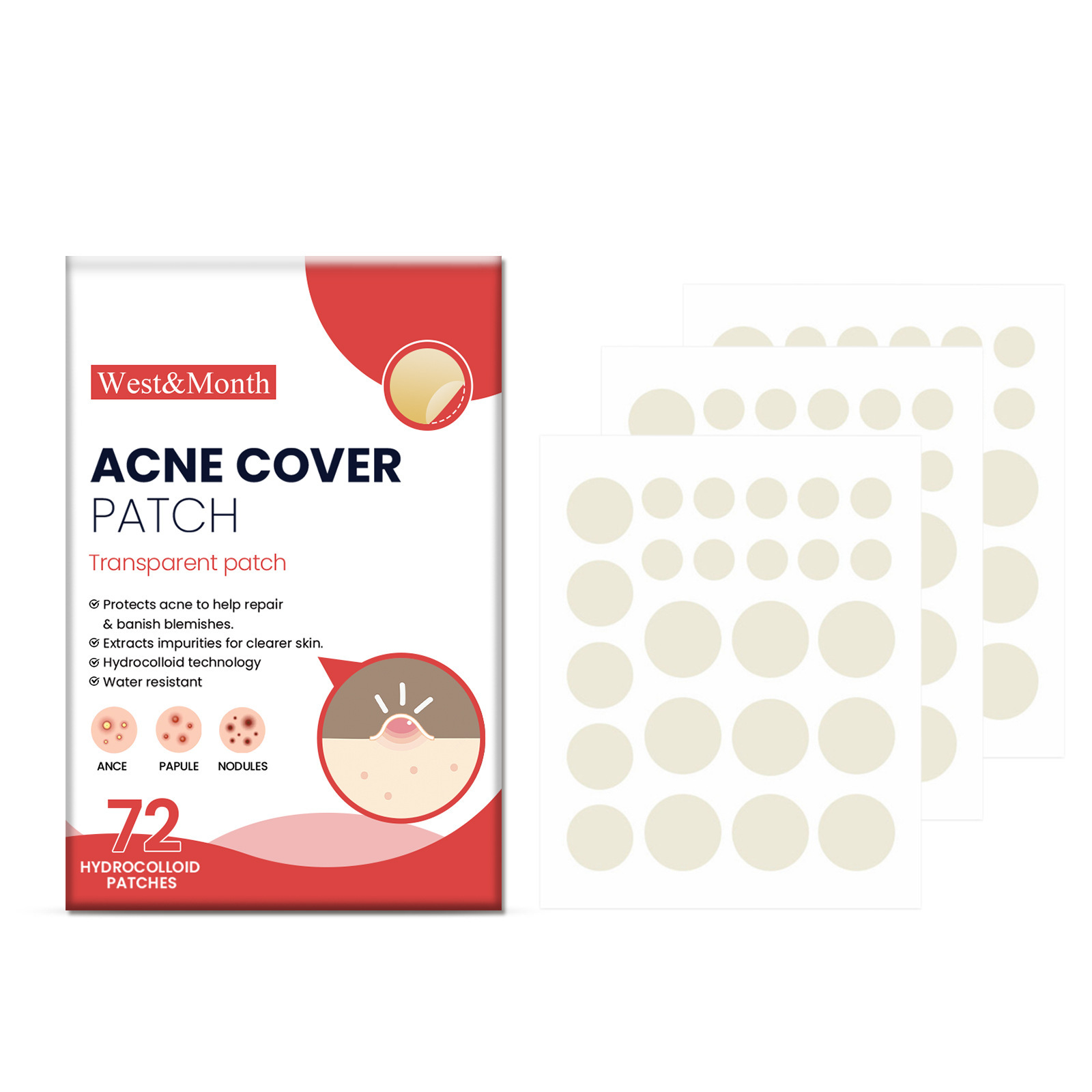 West&Month Repair for Acne, Closed Mouth Smooth Skin, Breathable Acne Patch_voghion.com