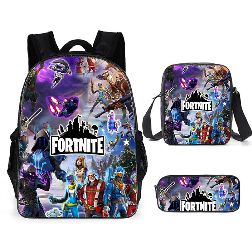 Fortress Night 학생 Schoolbag Fortnite 3 조각 세트 Schoolbag 연필 가방 배낭 원피스 아마존
