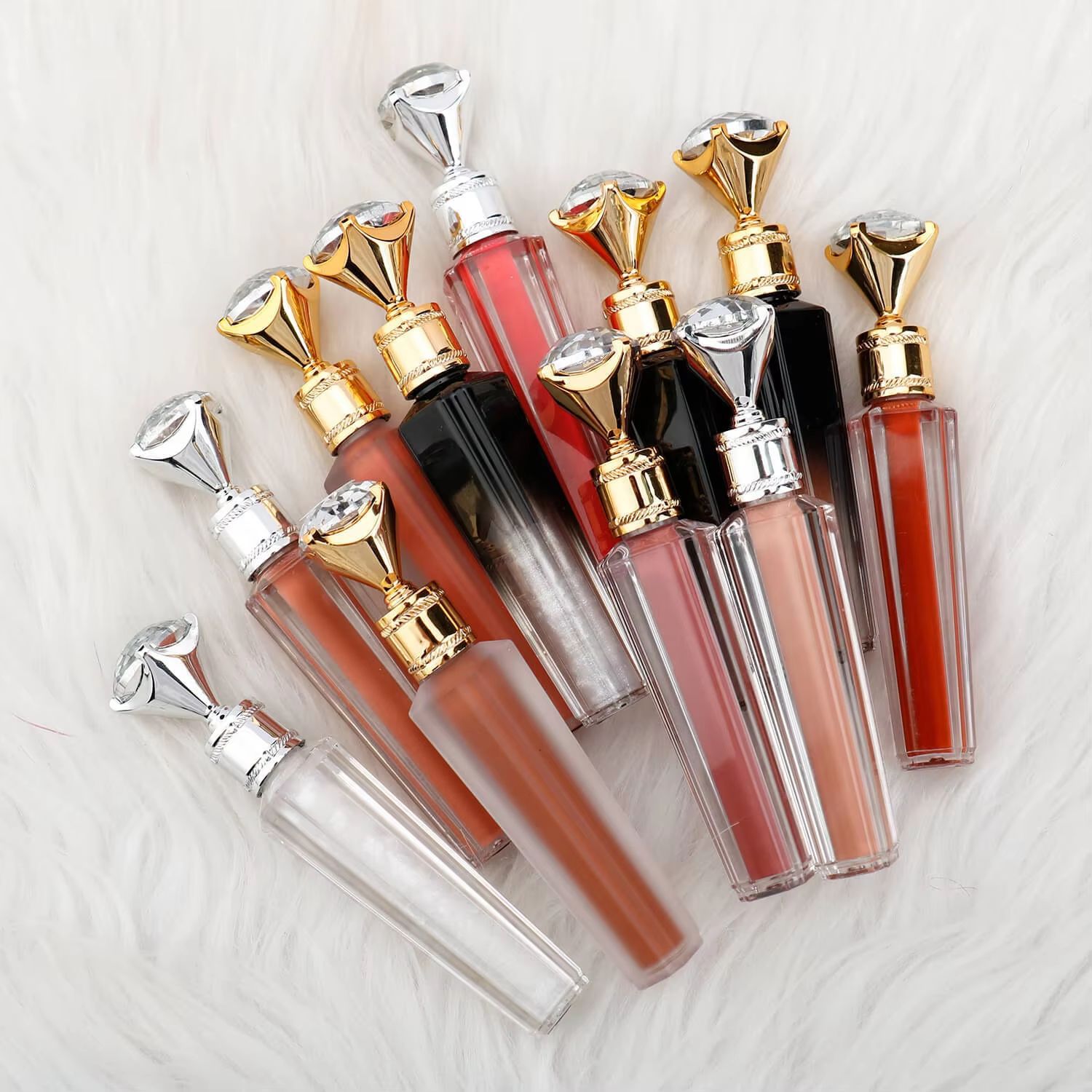 外贸热销  闪亮大钻石唇釉 滋润珠光哑光唇彩  现货无LOGO