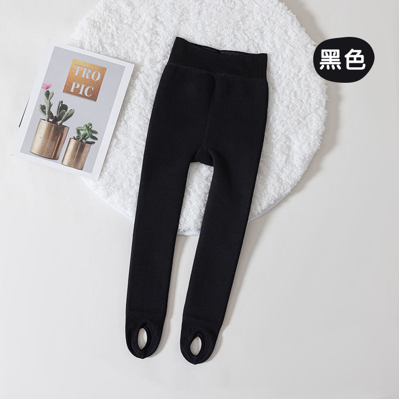 Leggings para niñas Otoño e Invierno forrados de vellón engrosados pantimedias para niños niñas bebés medianos y grandes niños usan blanco afuera