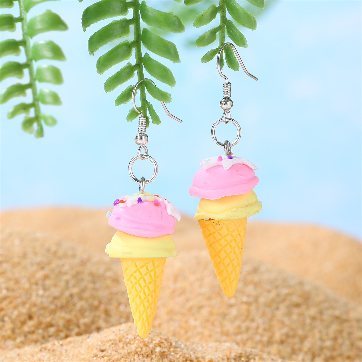 soft clay Material Ice Cream Pattern 1 Pair Cute Classic Style Ice Cream Soft Clay Drop Earrings