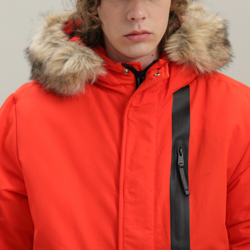 Chaqueta de Algodón con Cuello de Pelo Grande para Hombre de Poliéster para Invierno