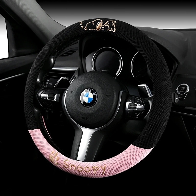オールシーズン対応の夏の車のステアリングホイールカバー、通気性のあるアイスシルクハンドルカバー、漫画のかわいい女の子の車のハンドルカバー卸売|undefined