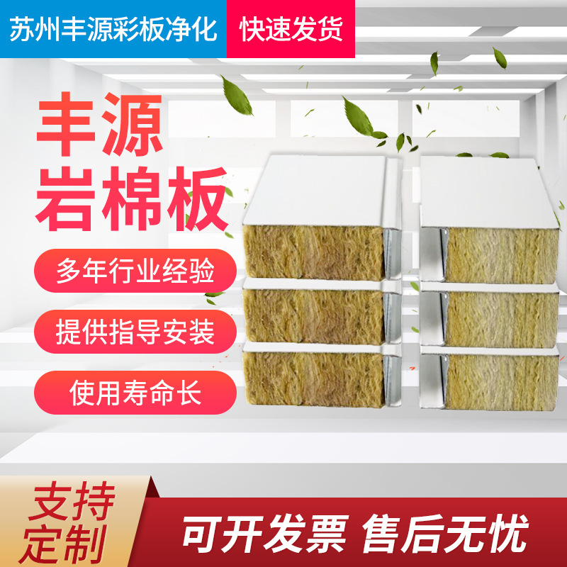 净化岩棉板彩钢岩棉夹芯板矿棉墙体吸音板防火隔热防水岩棉保温板